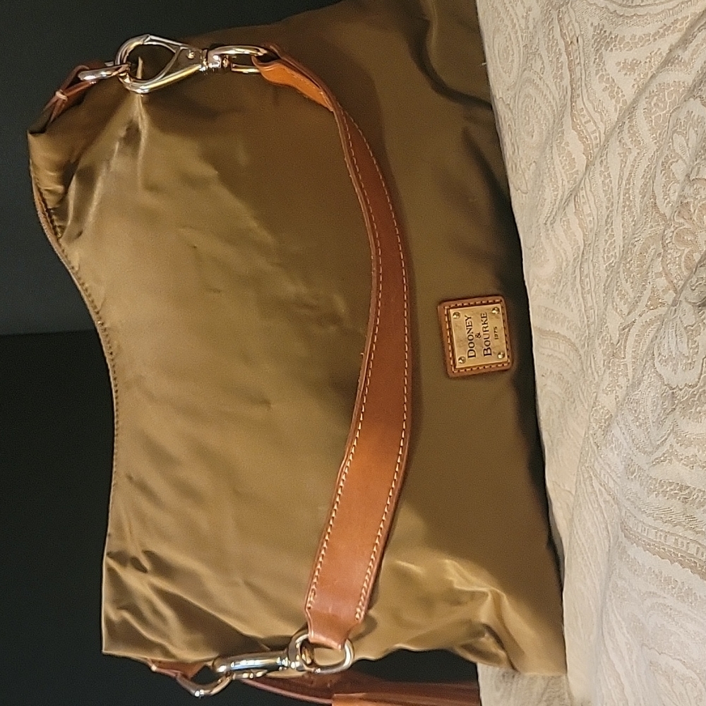 Dooney & Bourke light weight nylon gold bag satchel.